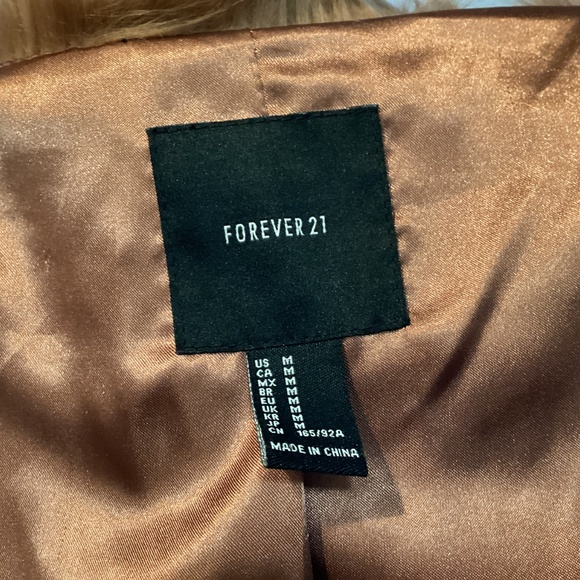 NWT forever 21 faux fur jacket BRONZE. FLUFFY MEDIUM. - Picture 7 of 14